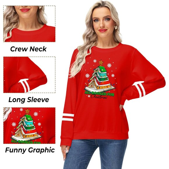 Women's Christmas Turkey Print Long Sleeve Top Cozy Festive Holiday Shirt - Picture 3 of 7